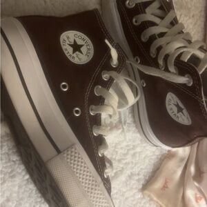 Converse Brown High-Top Sneakers with White Accents